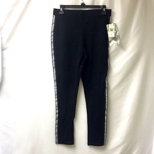 Almost famous junior shine striped leggings black white medium
